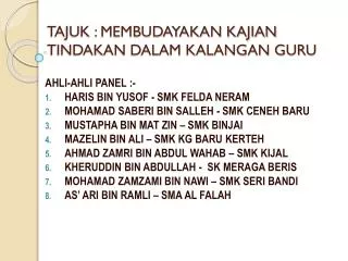 tajuk membudayakan kajian tindakan dalam kalangan guru