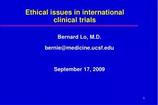 Ethical issues in international clinical trials