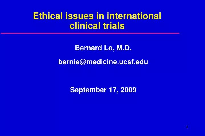 ethical issues in international clinical trials