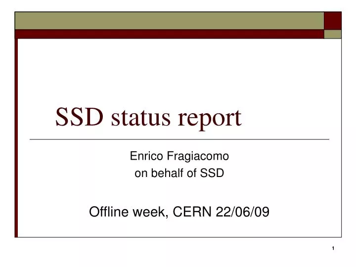 ssd status report