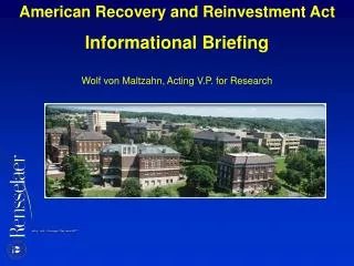American Recovery and Reinvestment Act Informational Briefing