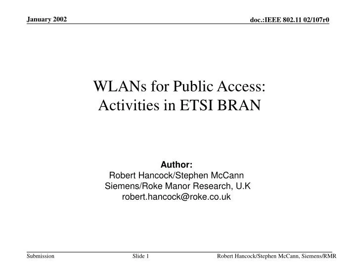 wlans for public access activities in etsi bran