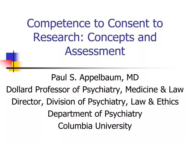 competence to consent to research concepts and assessment