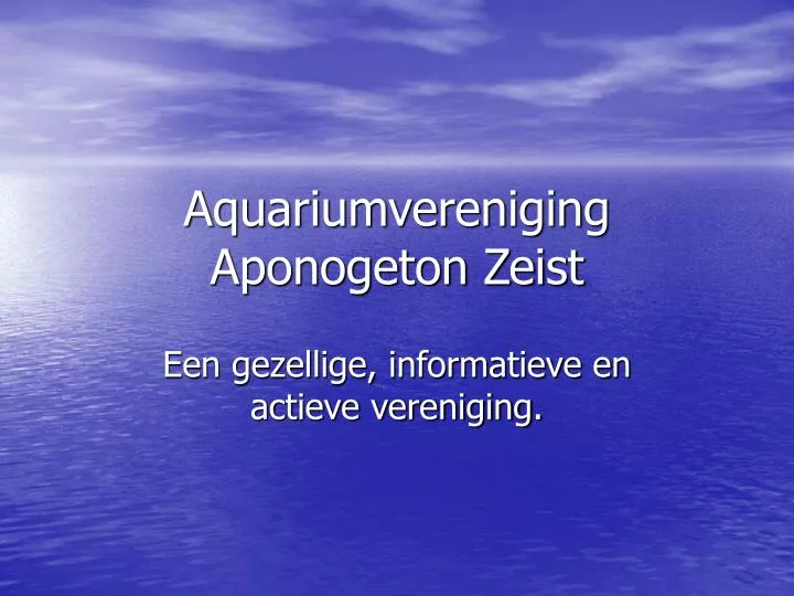 aquariumvereniging aponogeton zeist