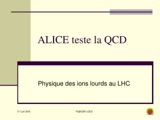alice teste la qcd