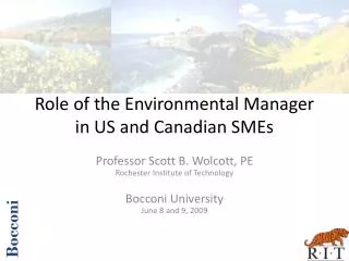 Role of the Environmental Manager in US and Canadian SMEs