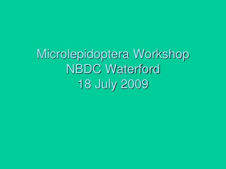 microlepidoptera workshop nbdc waterford 18 july 2009