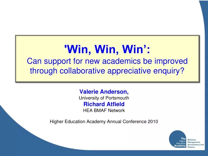 win win win can support for new academics be improved through collaborative appreciative enquiry