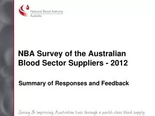 NBA Survey of the Australian Blood Sector Suppliers - 2012