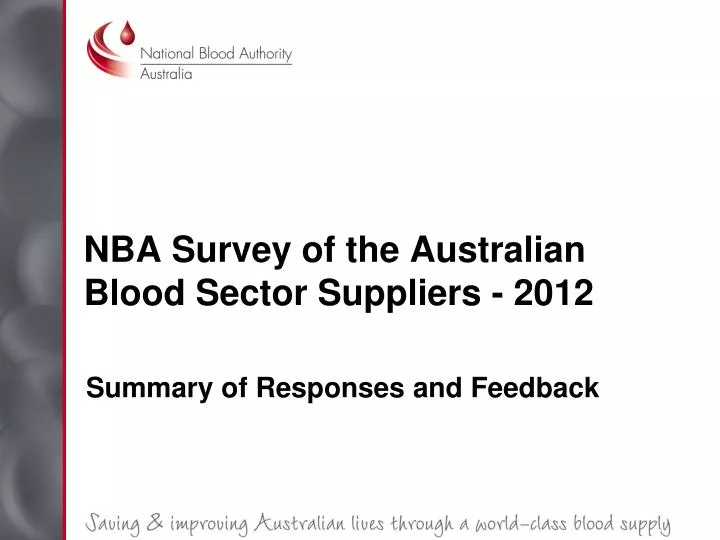 nba survey of the australian blood sector suppliers 2012