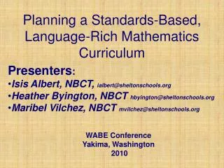 Planning a Standards-Based, Language-Rich Mathematics Curriculum