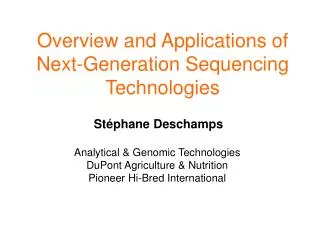 Overview and Applications of Next-Generation Sequencing Technologies
