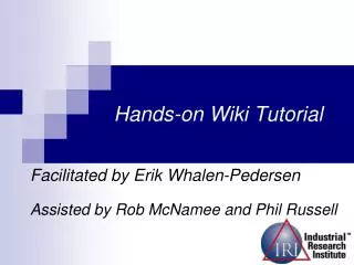 Hands-on Wiki Tutorial