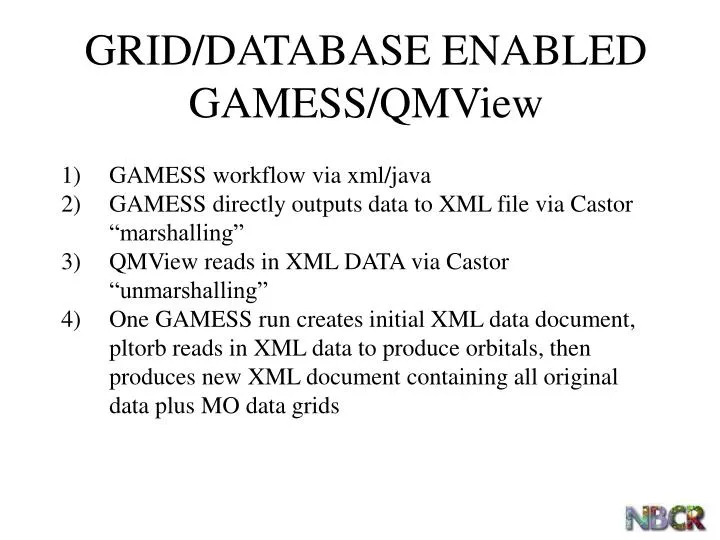 grid database enabled gamess qmview