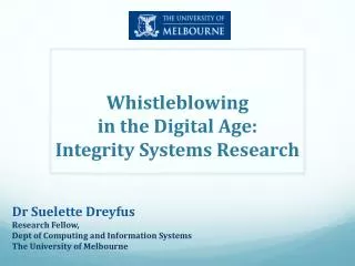 Whistleblowing in the Digital Age: Integrity Systems Research