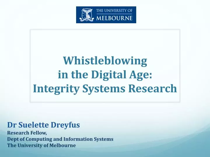 whistleblowing in the digital age integrity systems research