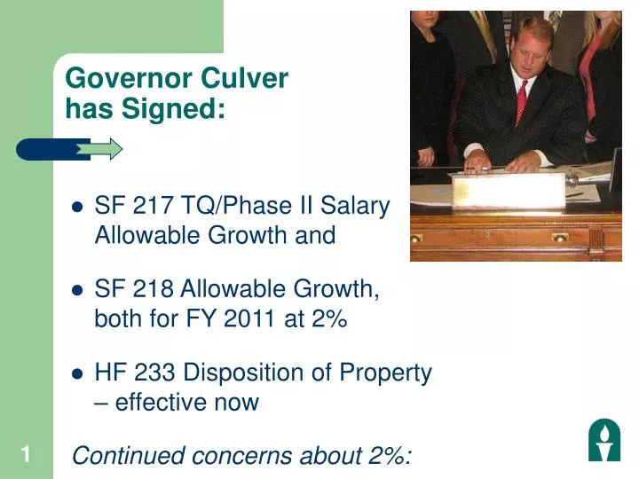 governor culver has signed
