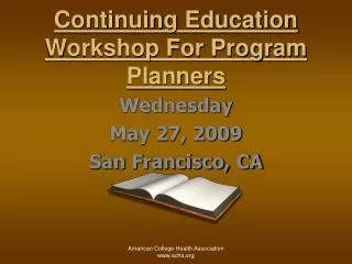 Continuing Education Workshop For Program Planners