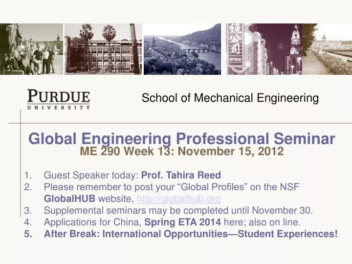 global engineering professional seminar me 290 week 13 november 15 2012