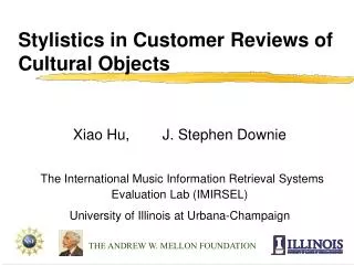 Stylistics in Customer Reviews of Cultural Objects