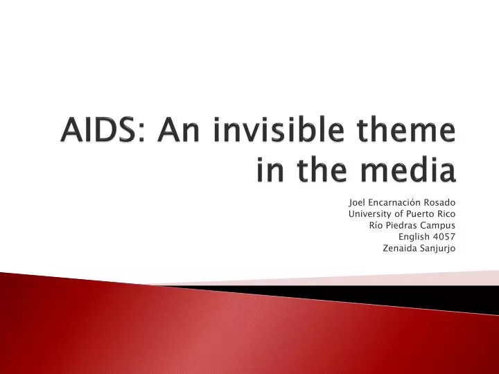 aids an invisible theme in the media