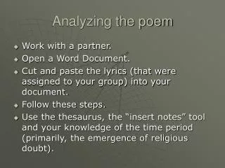 Analyzing the poem