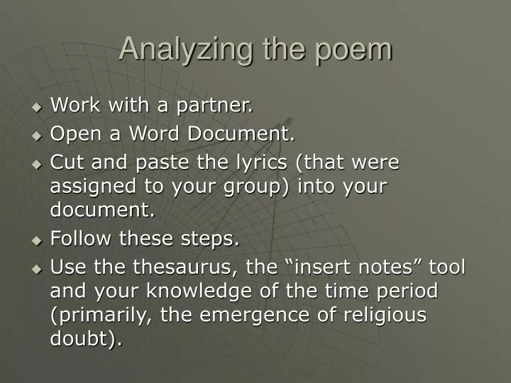 analyzing the poem