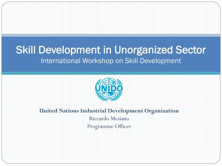 skill development in unorganized sector international workshop on skill development
