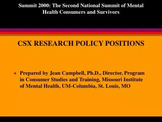 CSX RESEARCH POLICY POSITIONS