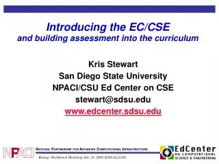 Introducing the EC/CSE and building assessment into the curriculum