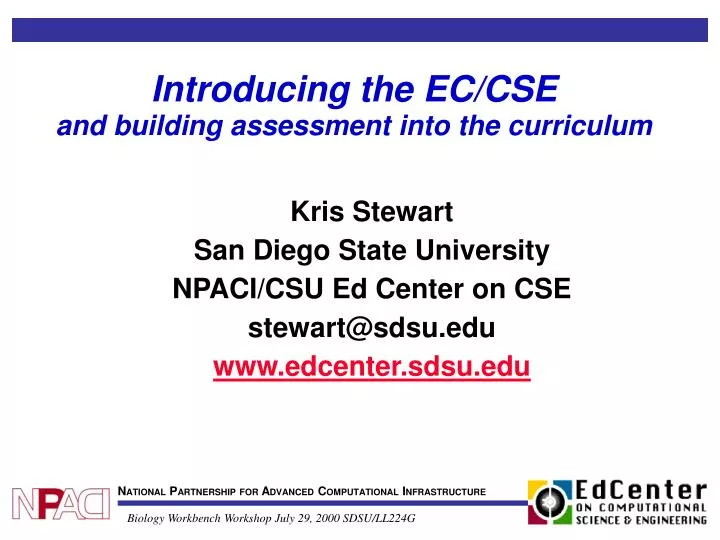 introducing the ec cse and building assessment into the curriculum