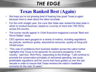 Texas Ranked Best (Again)