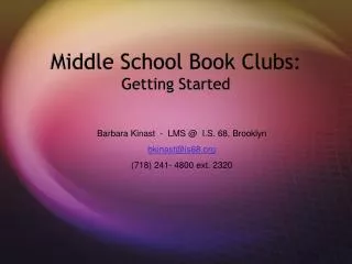 Middle School Book Clubs: Getting Started