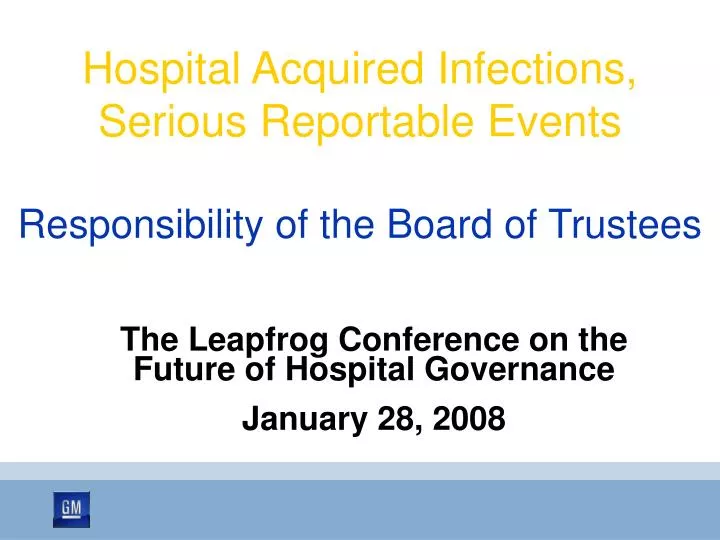hospital acquired infections serious reportable events responsibility of the board of trustees