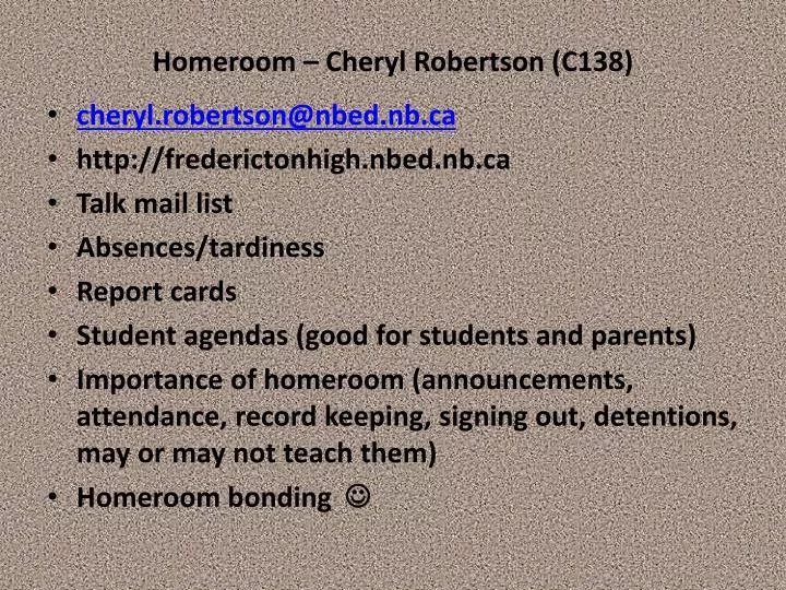 homeroom cheryl robertson c138