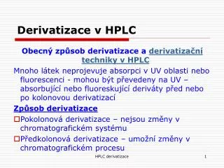 derivatizace v hplc