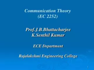 Communication Theory (EC 2252)