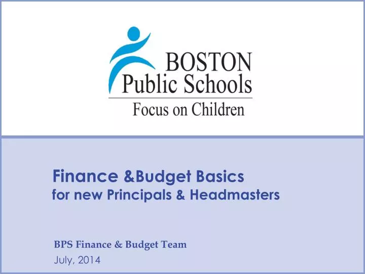finance budget basics for new principals headmasters