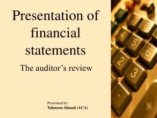 Presentation of financial statements