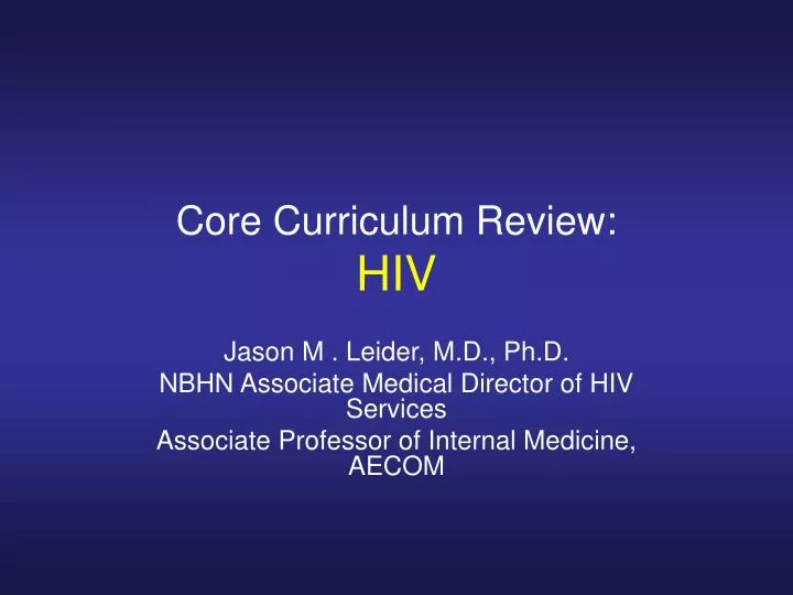 core curriculum review hiv