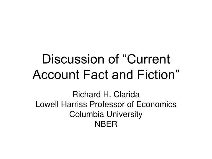 discussion of current account fact and fiction