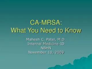 CA-MRSA: What You Need to Know