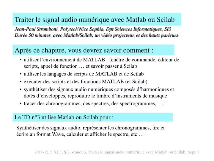 traiter le signal audio num rique avec matlab ou scilab