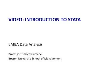 VIDEO: introduction to STATA