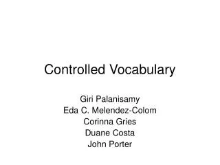 Controlled Vocabulary
