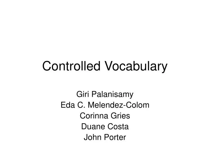 controlled vocabulary