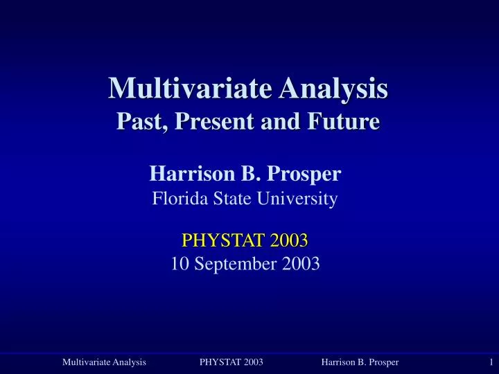 multivariate analysis past present and future