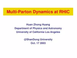 Multi-Parton Dynamics at RHIC