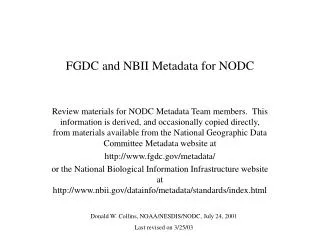 FGDC and NBII Metadata for NODC