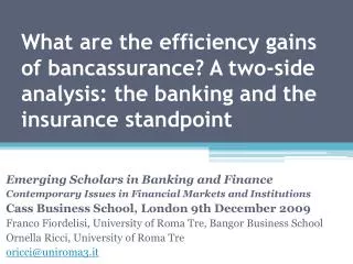 Emerging Scholars in Banking and Finance Contemporary Issues in Financial Markets and Institutions